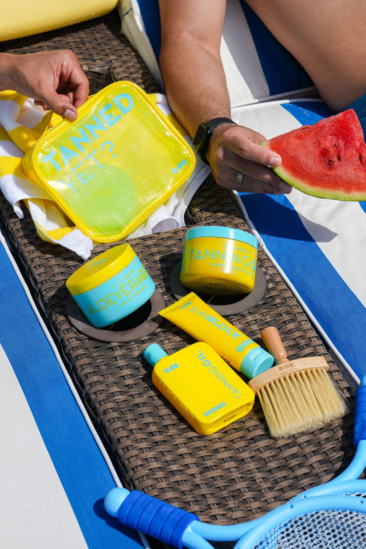 8:50 Sand Away Brush on a beach tray